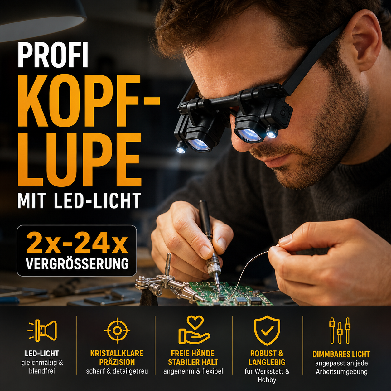 🔥 Heute -50 %! 🔍 LED-Präzisionslupe für Elektronik & Handwerk