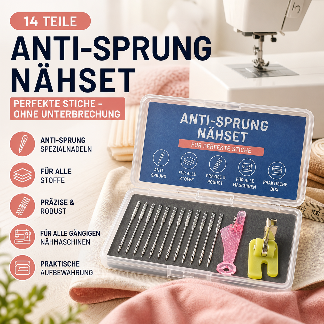 🧵 Nähmaschinennadeln Set gegen Sprungstiche