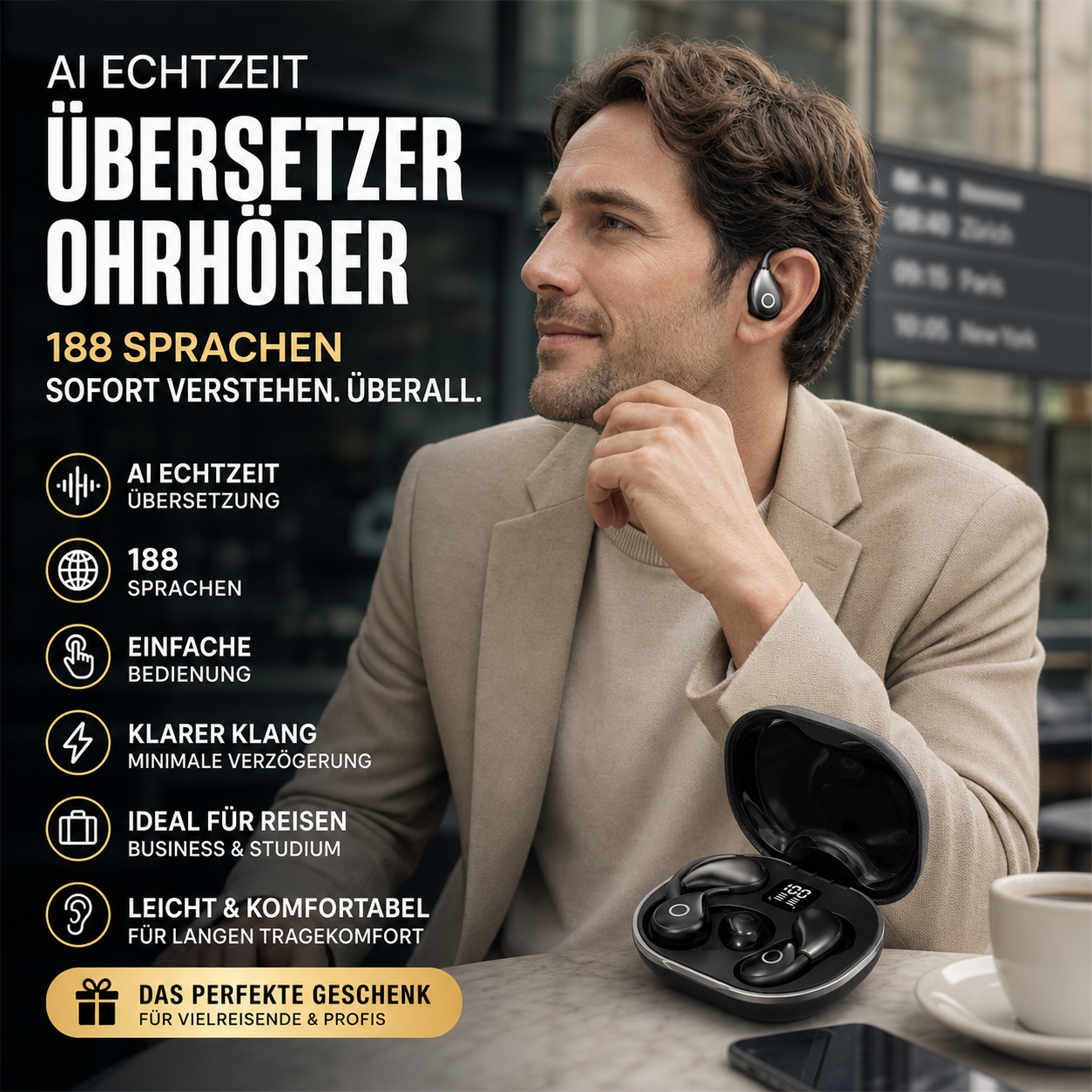 Bluetooth-Kopfhörer mit 188 Sprachen für die KI-Übersetzung