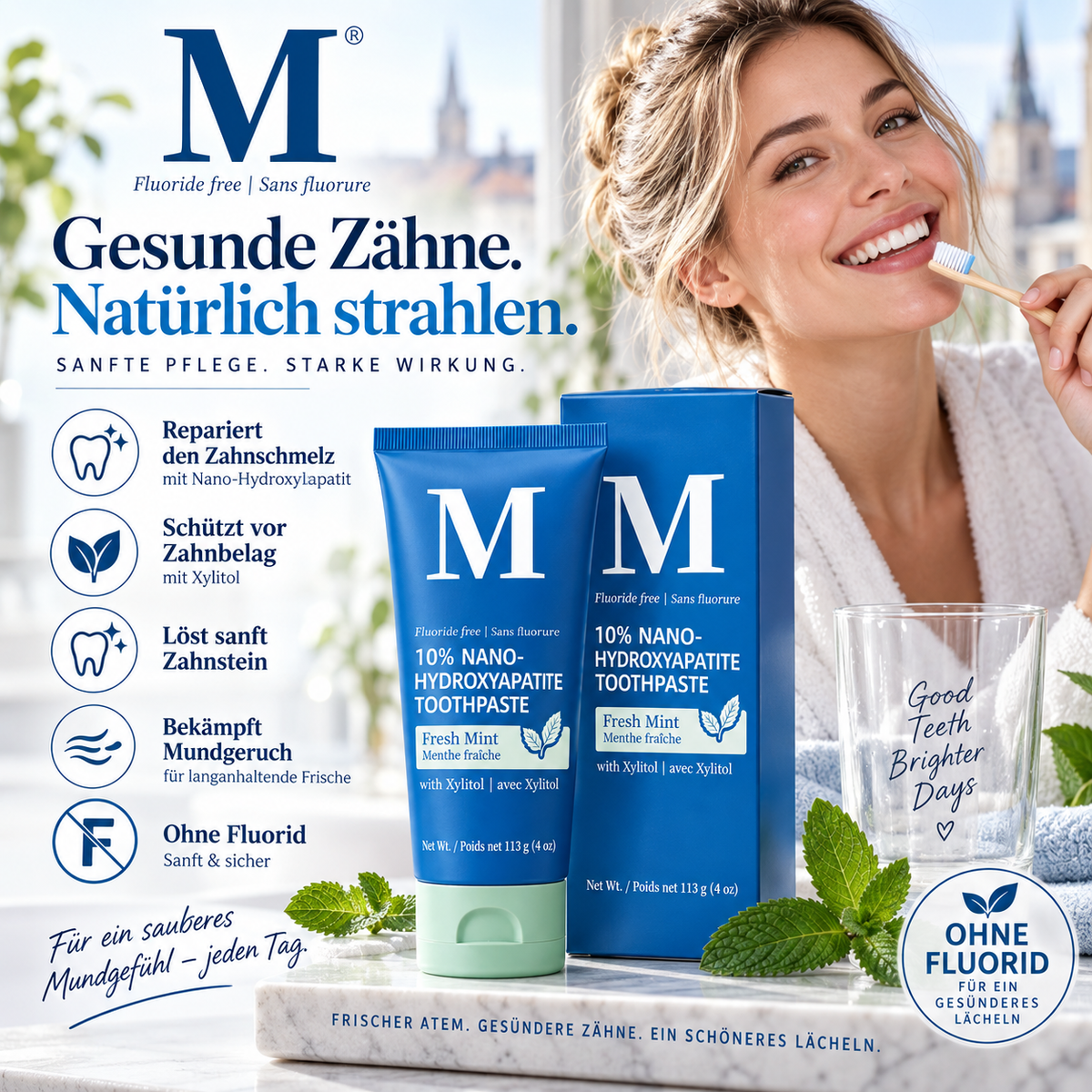 🦷 Fluoridfreie Zahnpasta mit Nano-Hydroxylapatit