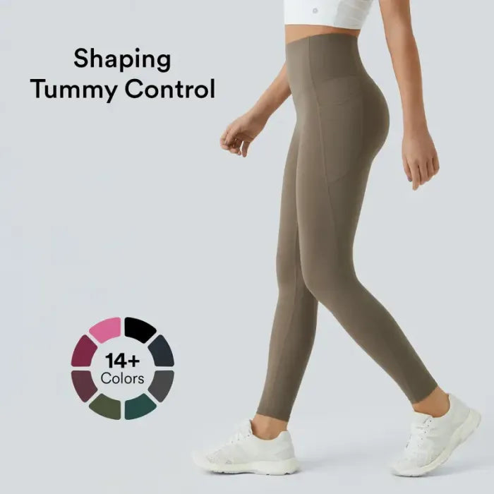💗 Halara UltraSculpt High-Waist Leggings mit Raffung am Gesäß, Bauchkontrolle, formender Wirkung und Taschen – ideal fürs Training.