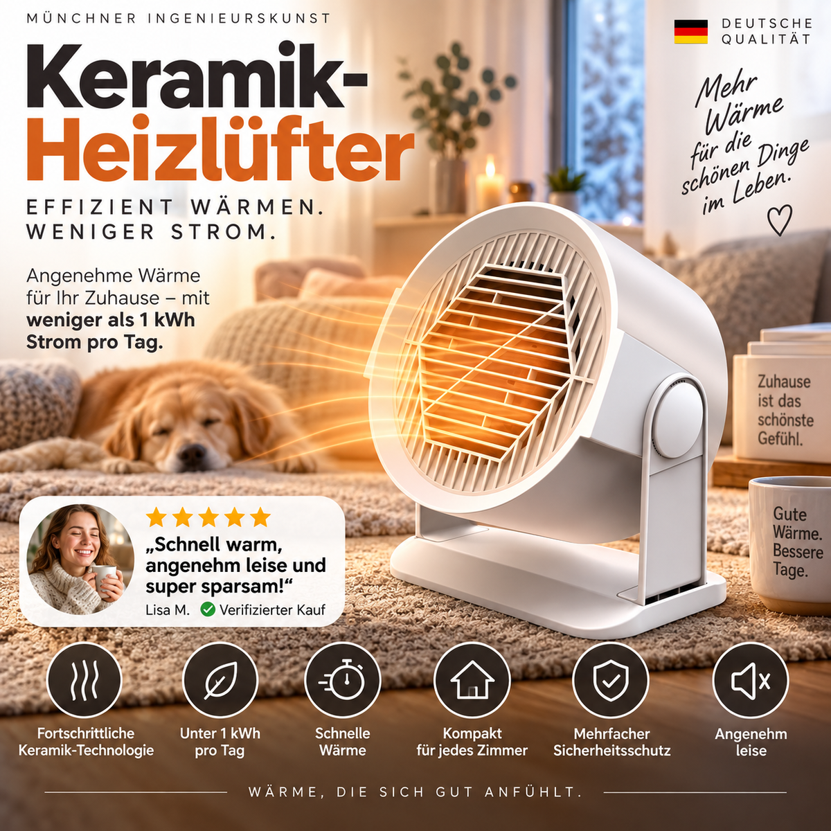 Tragbares Warmluft-Oszillationsgebläse
