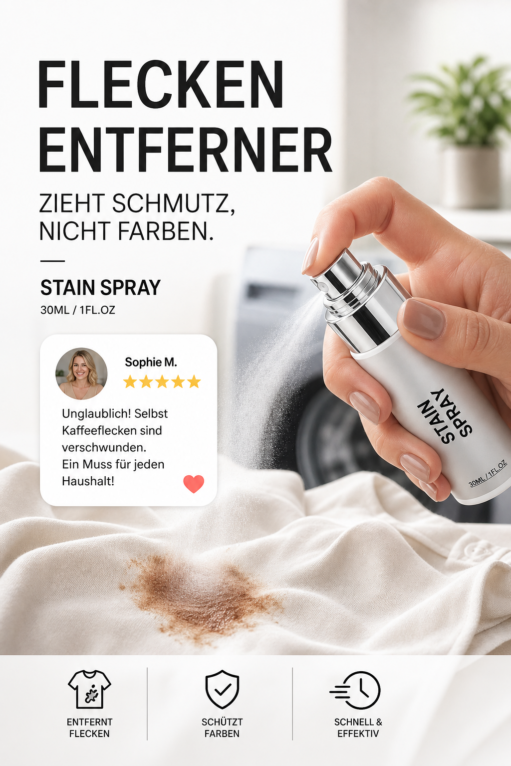 Fleckenentferner-Spray für Kleidung und Textilien