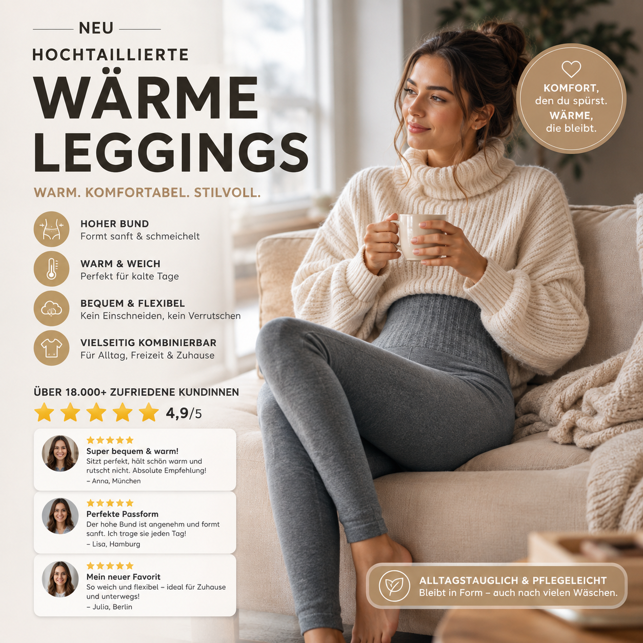 👖 Moderne schlichte warme Leggings