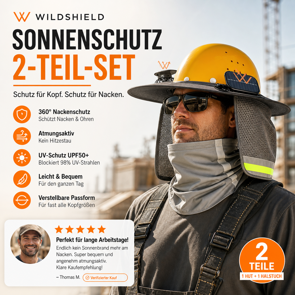 ☀️ 2er-Set Sonnenschutz-Helm mit Nackenschutz