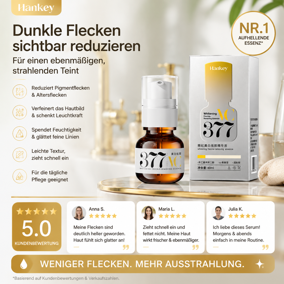 377 Essenz zur Hautaufhellung und zum Verblassen von Pigmentflecken