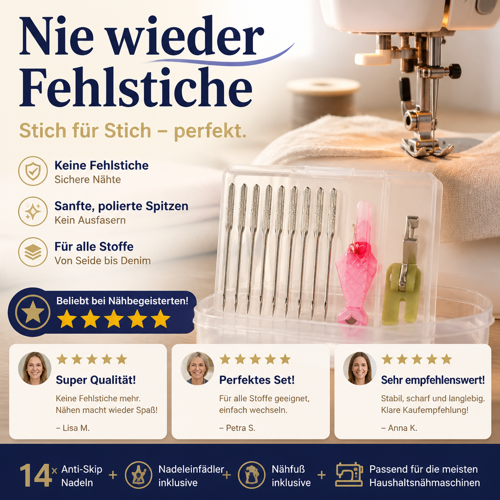 🧵 Nähmaschinennadeln Set gegen Sprungstiche
