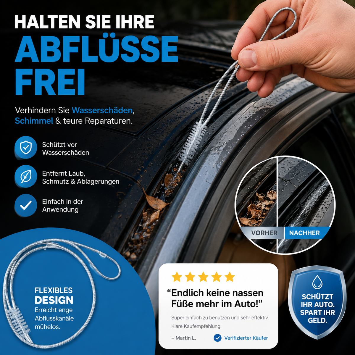 Abflussreinigungsbürste für Autoabflussloch