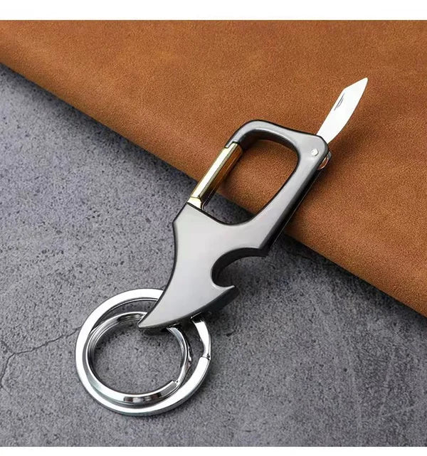 Multifunktionaler Anhänger-Flaschenöffner aus Metall mit doppeltem Ring als Schlüsselanhänger