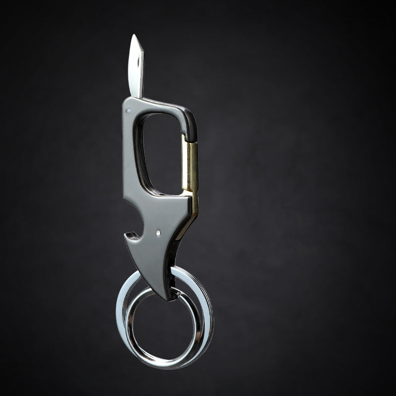 Multifunktionaler Anhänger-Flaschenöffner aus Metall mit doppeltem Ring als Schlüsselanhänger
