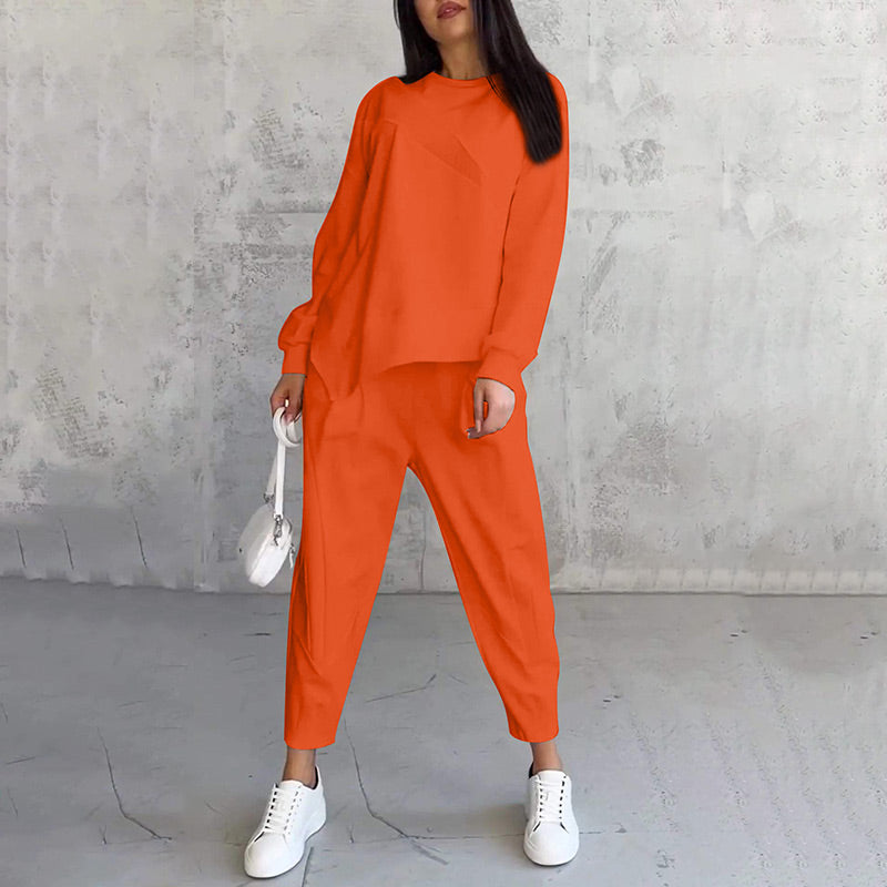 ⏰Zeitlich begrenztes Angebot: 50 % RABATT💕Damen Langarm-Sweatshirts mit unregelmäßigem Saum & Hosen-Set