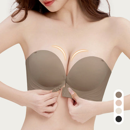 🌟Unsichtbarer Push-up-BH mit Frontschnalle und Trägern🥰
