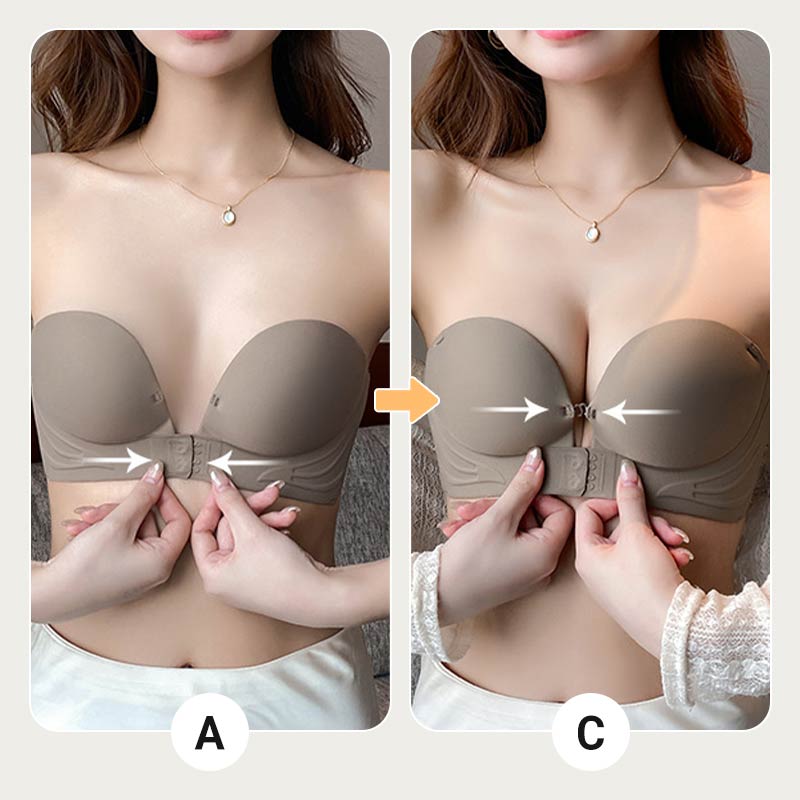 🌟Unsichtbarer Push-up-BH mit Frontschnalle und Trägern🥰