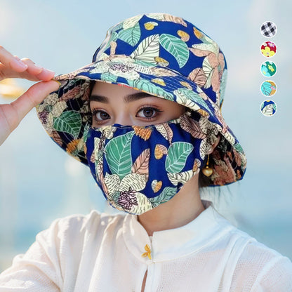 Blumendruck Eimer Sonnenhut mit Maske für Frauen