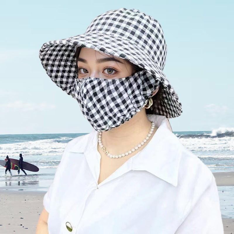 Blumendruck Eimer Sonnenhut mit Maske für Frauen