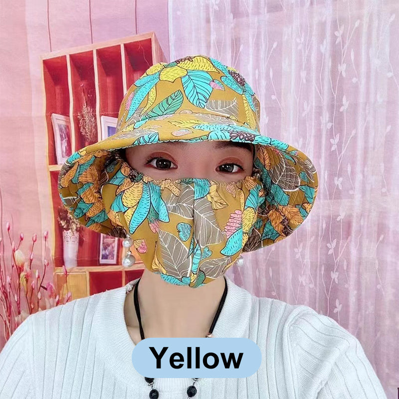 Blumendruck Eimer Sonnenhut mit Maske für Frauen