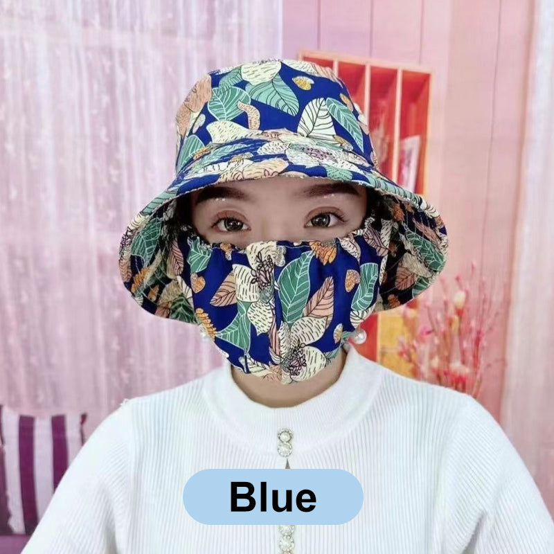 Blumendruck Eimer Sonnenhut mit Maske für Frauen