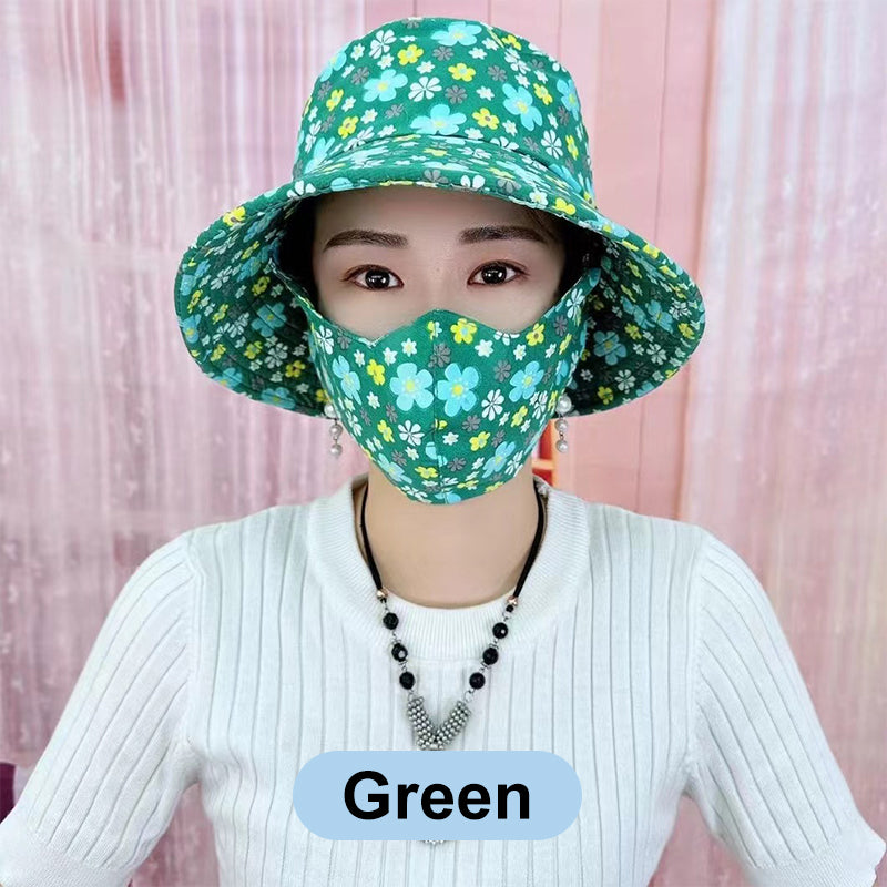 Blumendruck Eimer Sonnenhut mit Maske für Frauen