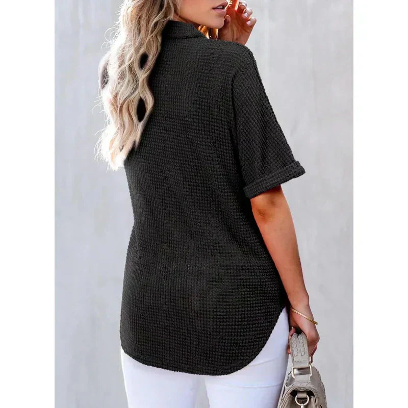 🎁 Heißer Verkauf 49% RABATT 🔥 Lockeres Kurzarm-Oberteil mit Revers für Damen