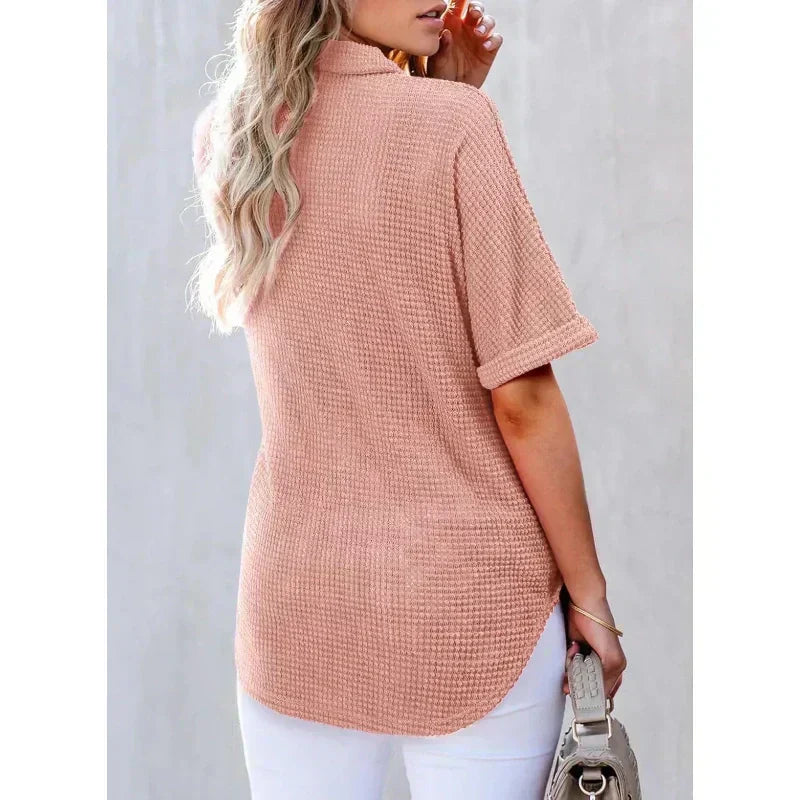🎁 Heißer Verkauf 49% RABATT 🔥 Lockeres Kurzarm-Oberteil mit Revers für Damen
