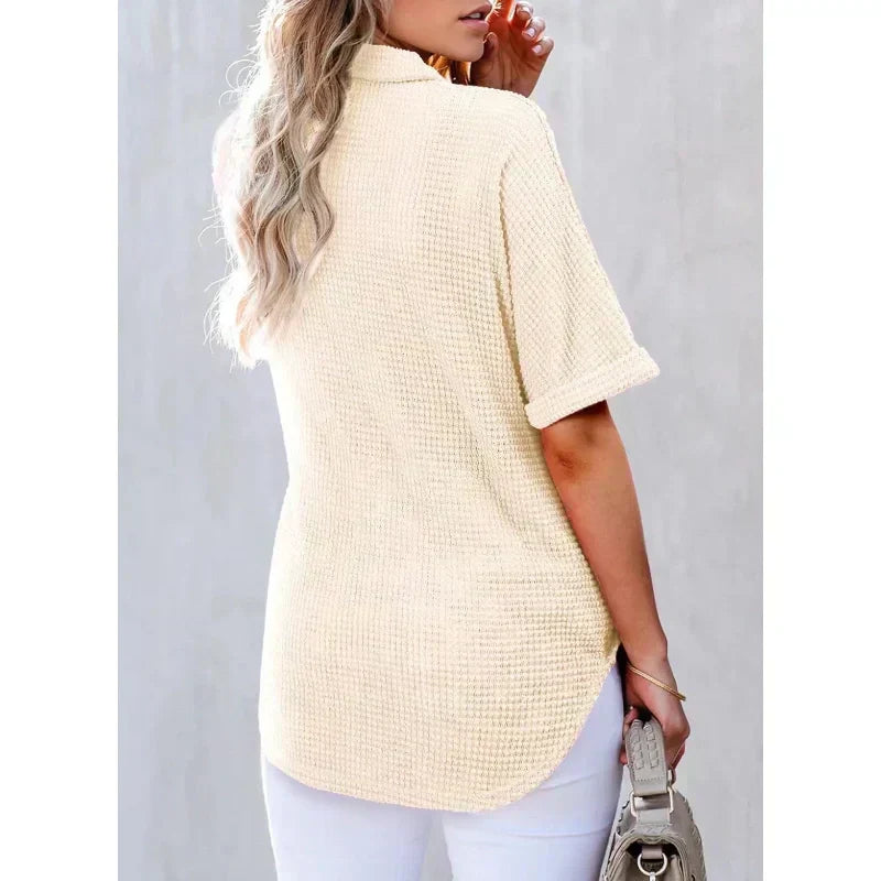 🎁 Heißer Verkauf 49% RABATT 🔥 Lockeres Kurzarm-Oberteil mit Revers für Damen