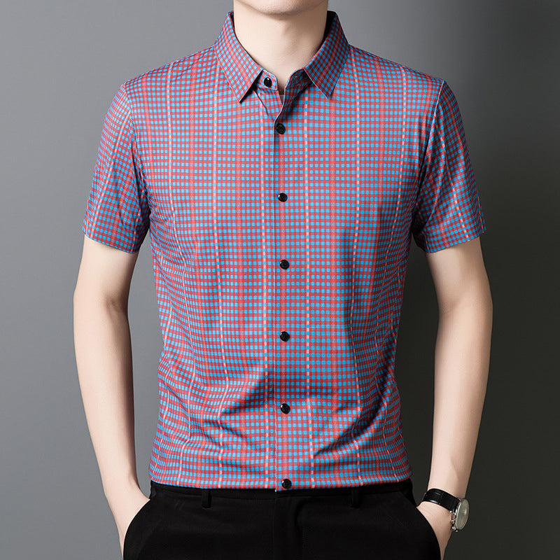 🔥2025 Neu eingetroffen🔥 Kühlendes kariertes Kurzarm-Button-Down-Hemd für Herren