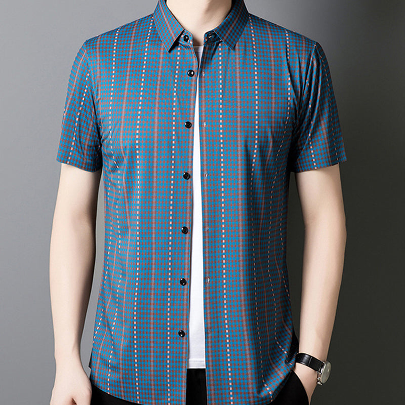 🔥2025 Neu eingetroffen🔥 Kühlendes kariertes Kurzarm-Button-Down-Hemd für Herren