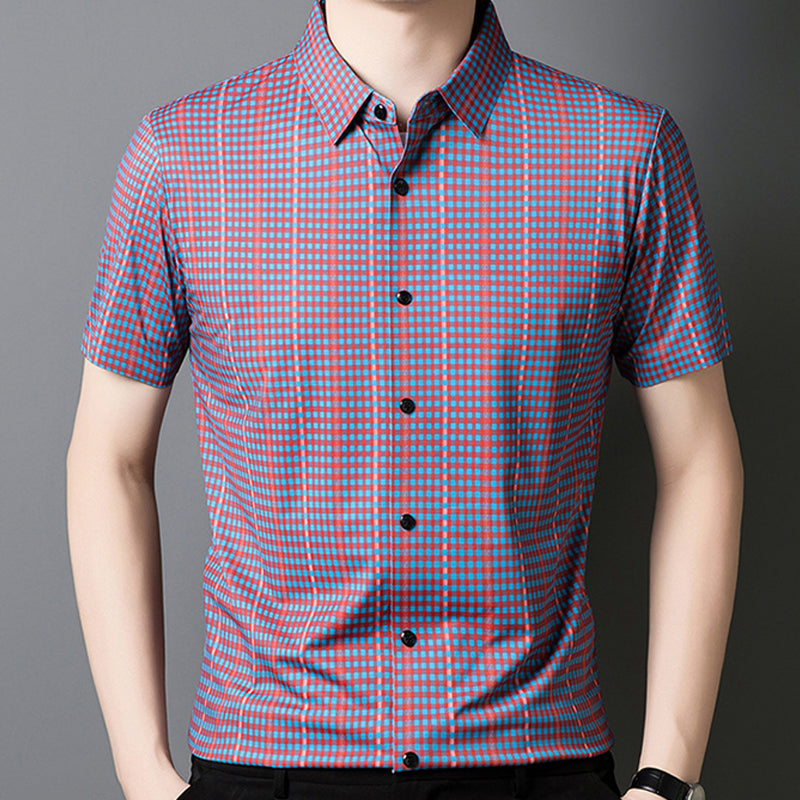 🔥2025 Neu eingetroffen🔥 Kühlendes kariertes Kurzarm-Button-Down-Hemd für Herren