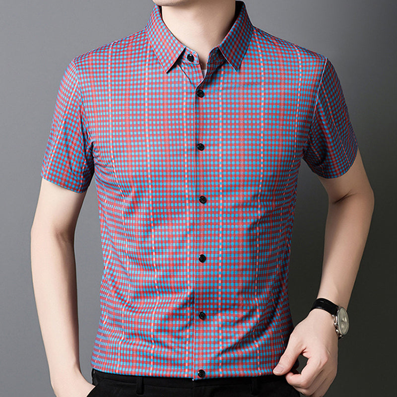 🔥2025 Neu eingetroffen🔥 Kühlendes kariertes Kurzarm-Button-Down-Hemd für Herren