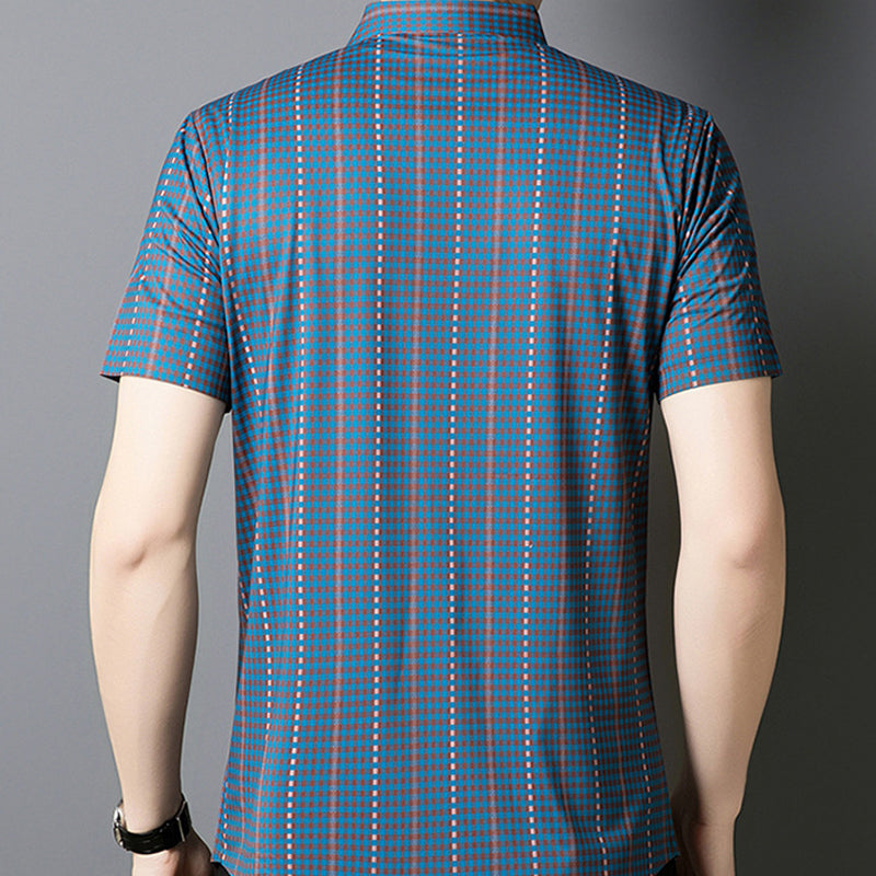 🔥2025 Neu eingetroffen🔥 Kühlendes kariertes Kurzarm-Button-Down-Hemd für Herren