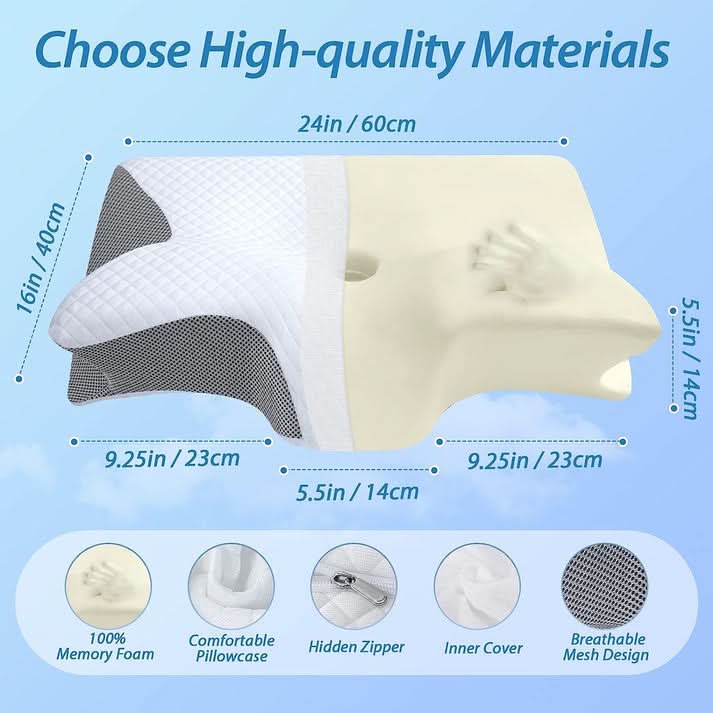 ⏰ 50 % RABATT – Nur für kurze Zeit ✨Memory Foam Nackenkissen 🌙 Ergonomisch & Langsam Rückfedernd für Seitenschläfer