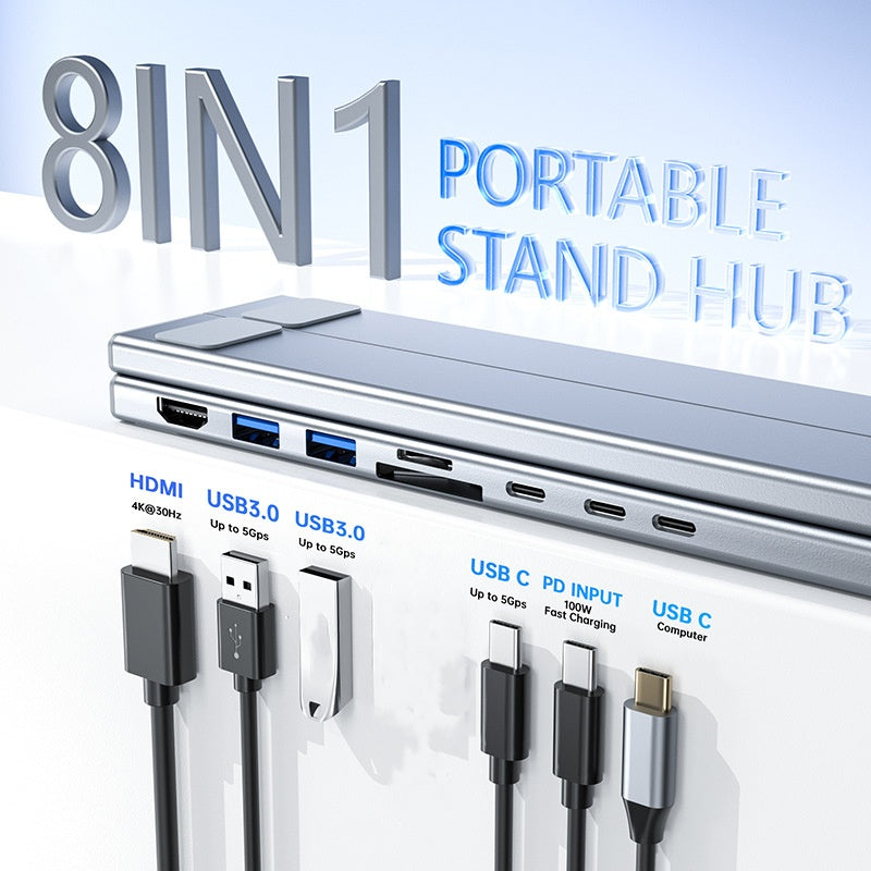 💻 45% RABATT! ⚡ 2-in-1 USB-C Dockingstation & Laptopständer – 8 Ports, 4K HDMI & Höhenverstellbar für Mehr Produktivität 🖥️