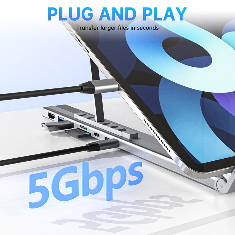 💻 45% RABATT! ⚡ 2-in-1 USB-C Dockingstation & Laptopständer – 8 Ports, 4K HDMI & Höhenverstellbar für Mehr Produktivität 🖥️