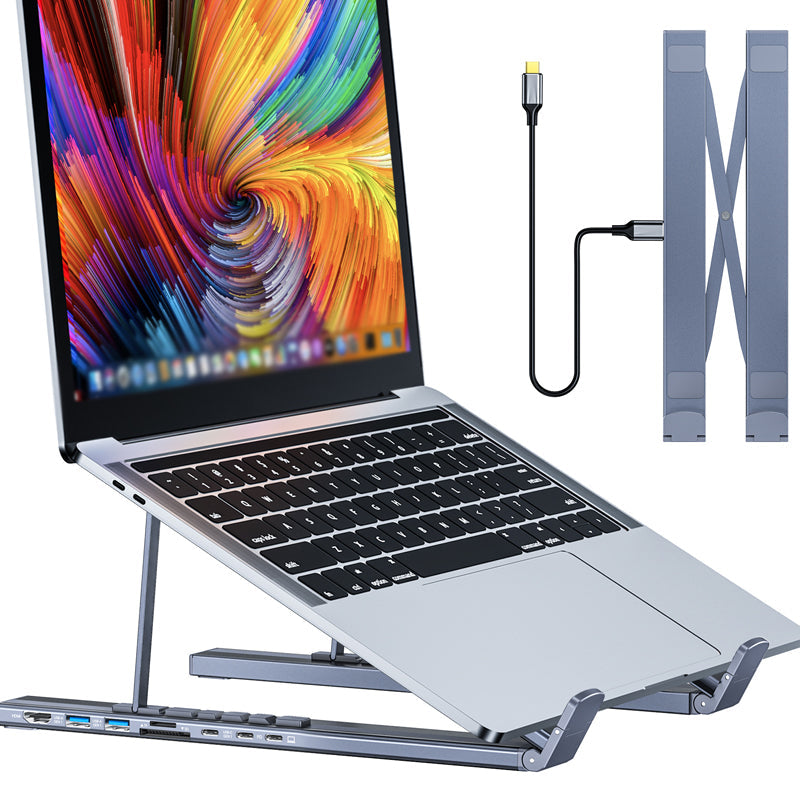 💻 45% RABATT! ⚡ 2-in-1 USB-C Dockingstation & Laptopständer – 8 Ports, 4K HDMI & Höhenverstellbar für Mehr Produktivität 🖥️