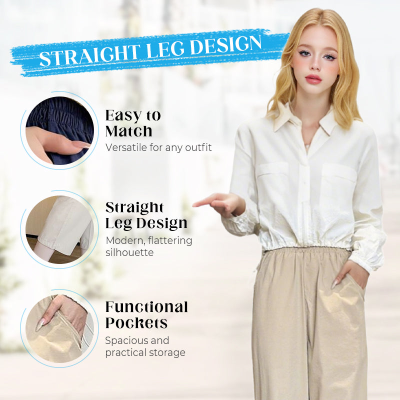 Damen Casual Straight Cropped Pants