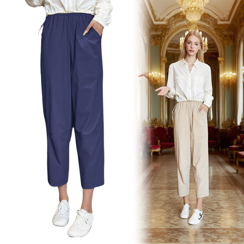 Damen Casual Straight Cropped Pants