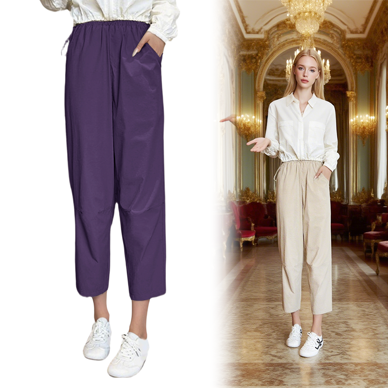 Damen Casual Straight Cropped Pants