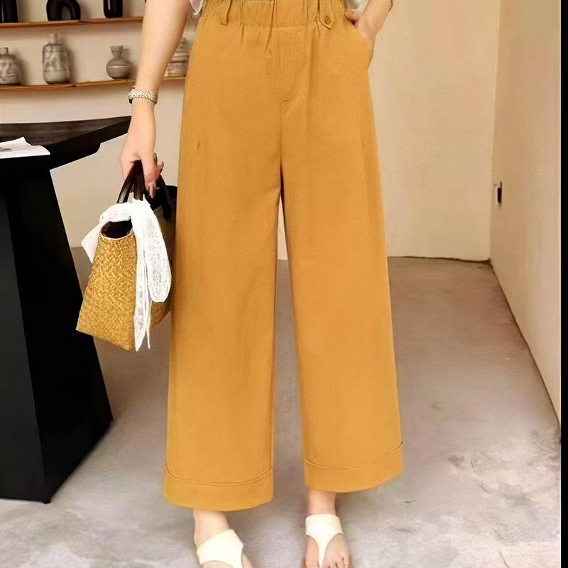 Weit geschnittene Hose mit hoher Taille
