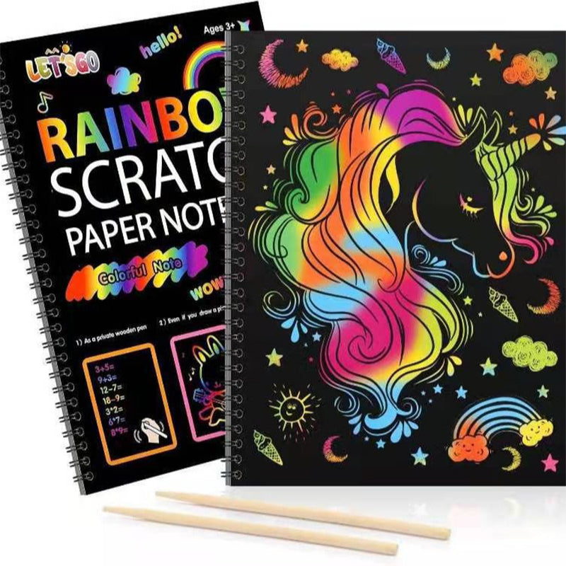 Magisches Regenbogen-Rubbellos mit Holzstift