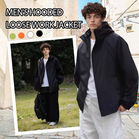 Herren-Arbeitsjacke mit Kapuze und lockerer Passform