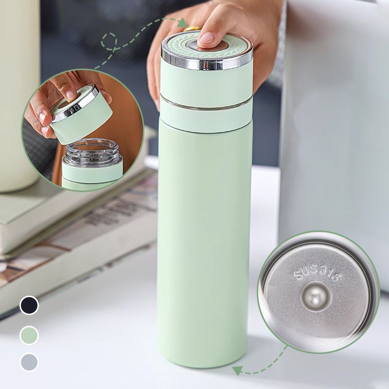 Schönes Geschenk * Edelstahl-Thermobecher, Tee-Wasser-Trennung