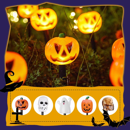 Halloween-Kürbis-Gartenstecker mit Solarleuchte