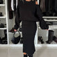 Damen-Set mit Sweatshirt mit schrägen Schultern und ärmellosem Kleid
