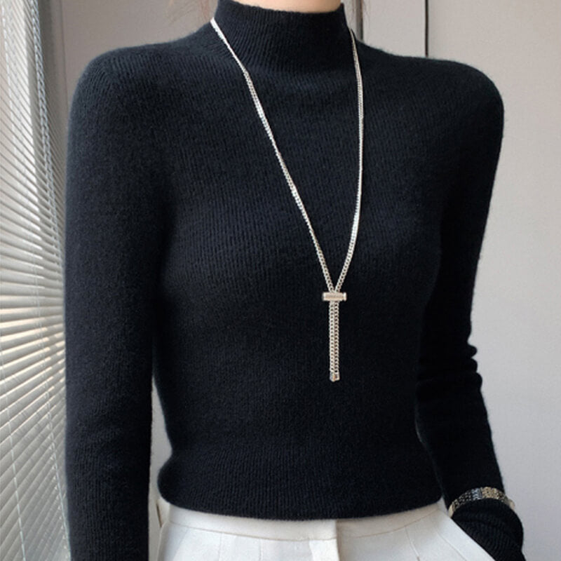Halbhoher Strickpullover mit Futter