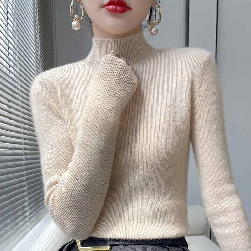 Halbhoher Strickpullover mit Futter