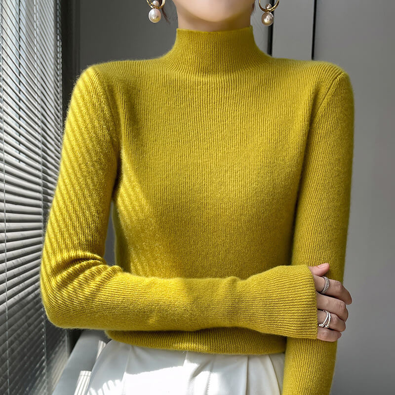 Halbhoher Strickpullover mit Futter