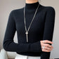 Halbhoher Strickpullover mit Futter