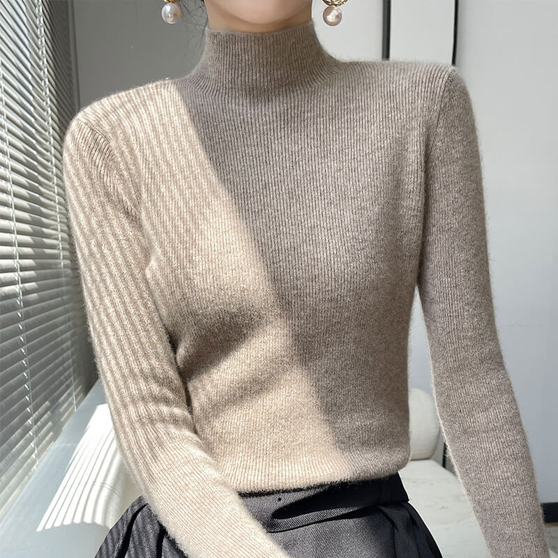 Halbhoher Strickpullover mit Futter