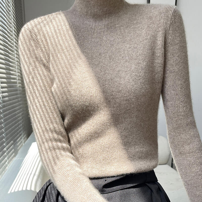 Halbhoher Strickpullover mit Futter