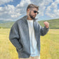 Herren-Strickjacke mit durchgehendem Reißverschluss